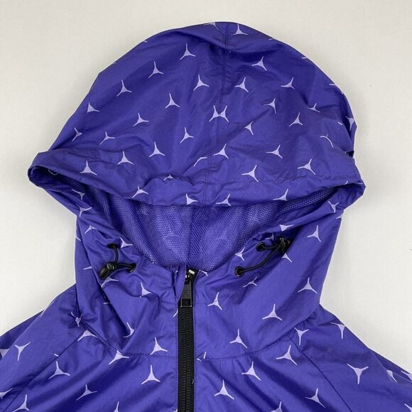 Reebok Hooded Windbreaker Jacket Women’s S Logo Allover Print Full Zip Vent Back - Picture 9 of 16